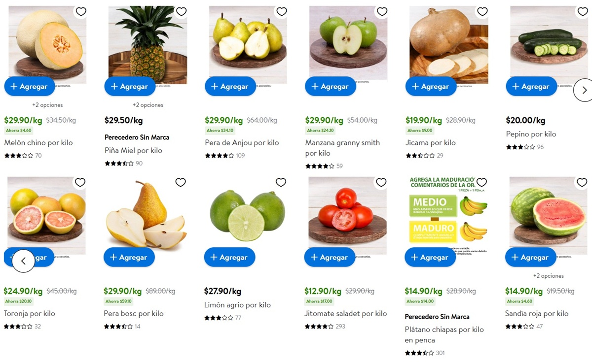 Ofertas de Walmart en frutas y verduras