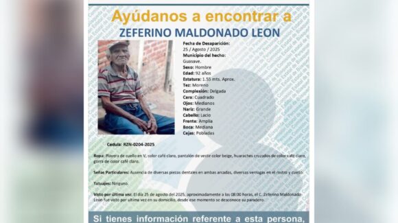 Activan ficha de búsqueda de don Zeferino, está desaparecido desde el 25 de agosto en Guasave