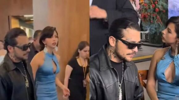 Ángela Aguilar y Nodal reaparecen escoltados y en silencio en gala de Los 300 líderes