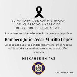Bomberos Culiacán lamenta muerte de Julio César