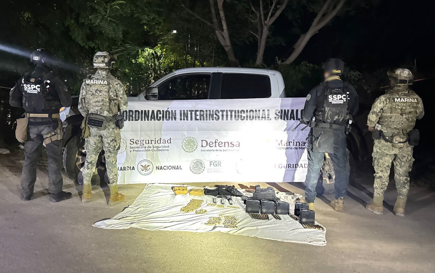Informa Harfuch tres detenidos en enfrentamiento que dejó un abatido en La Guamuchilera en Culiacán, Sinaloa