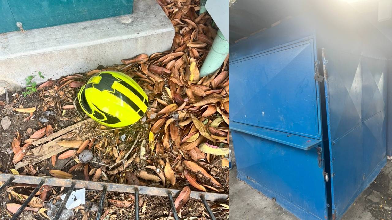 a las afueras de la tiendita saqueada en mazatlan quedo un casco de motociclista