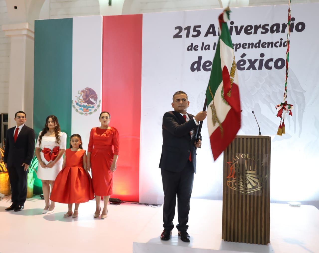 Acto cívico del Grito de Independencia en Navolato, Sinaloa