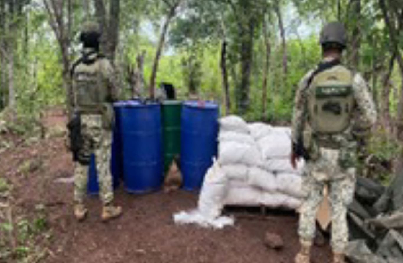 Área de almacenamiento de precursores químicos asegurada en Sinaloa