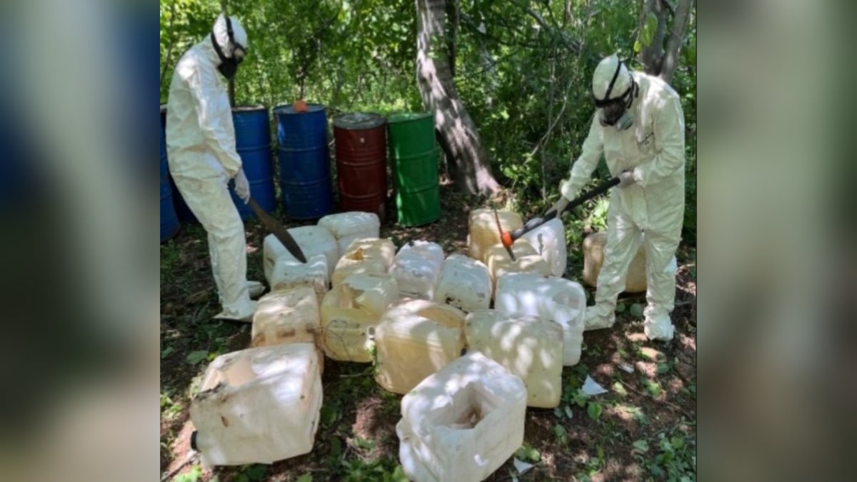 Área de concentración de sustancias químicas asegurada