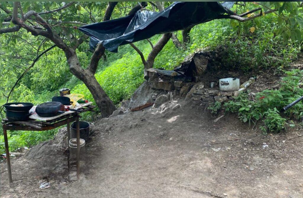 Campamento asegurado en Cosalá, Sinaloa