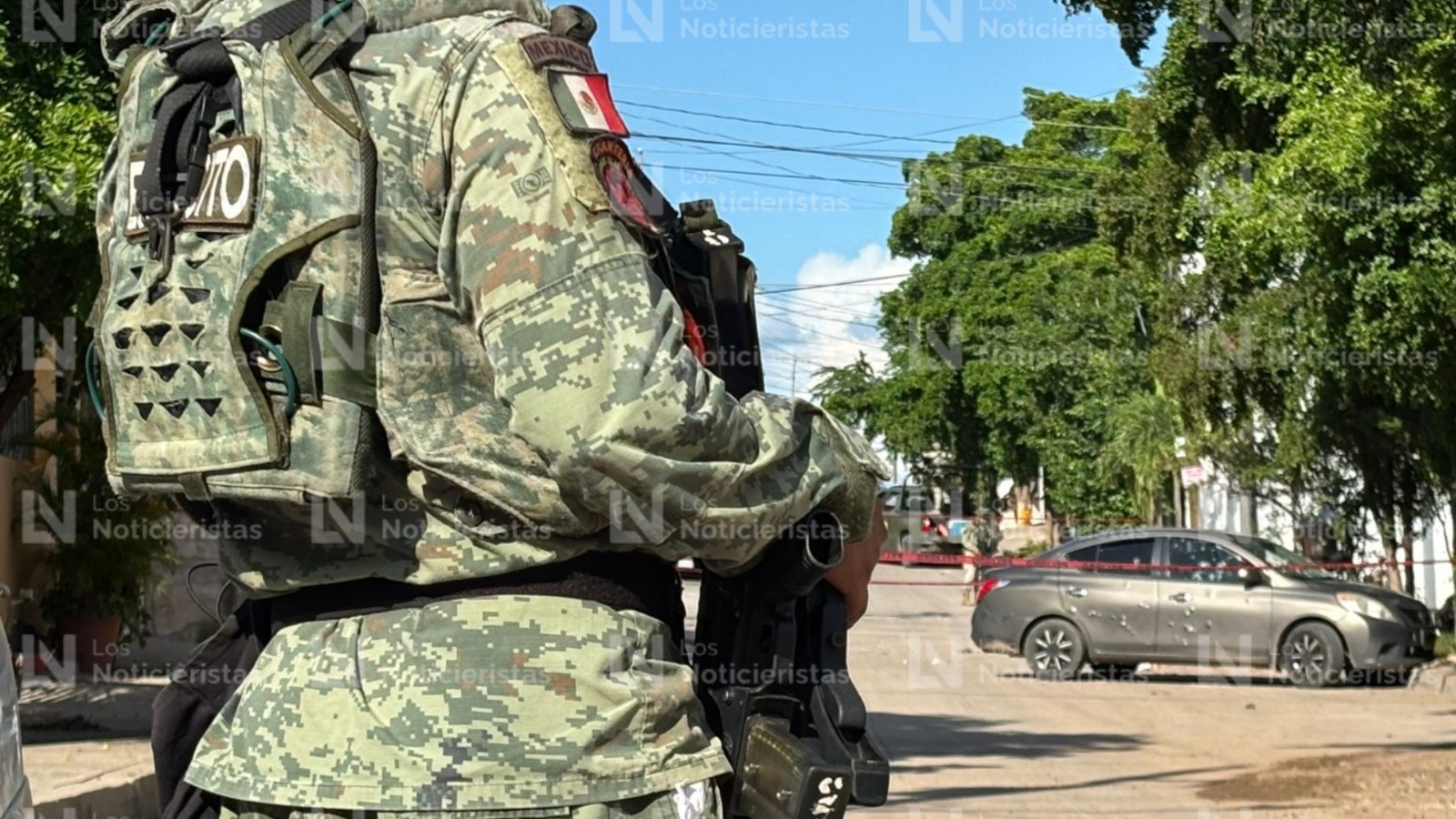 Soldados en sitio de ataque armado en Culiacán