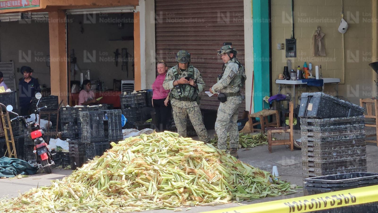 Militares en Mercado de Abastos donde se registró un ataque a balazos