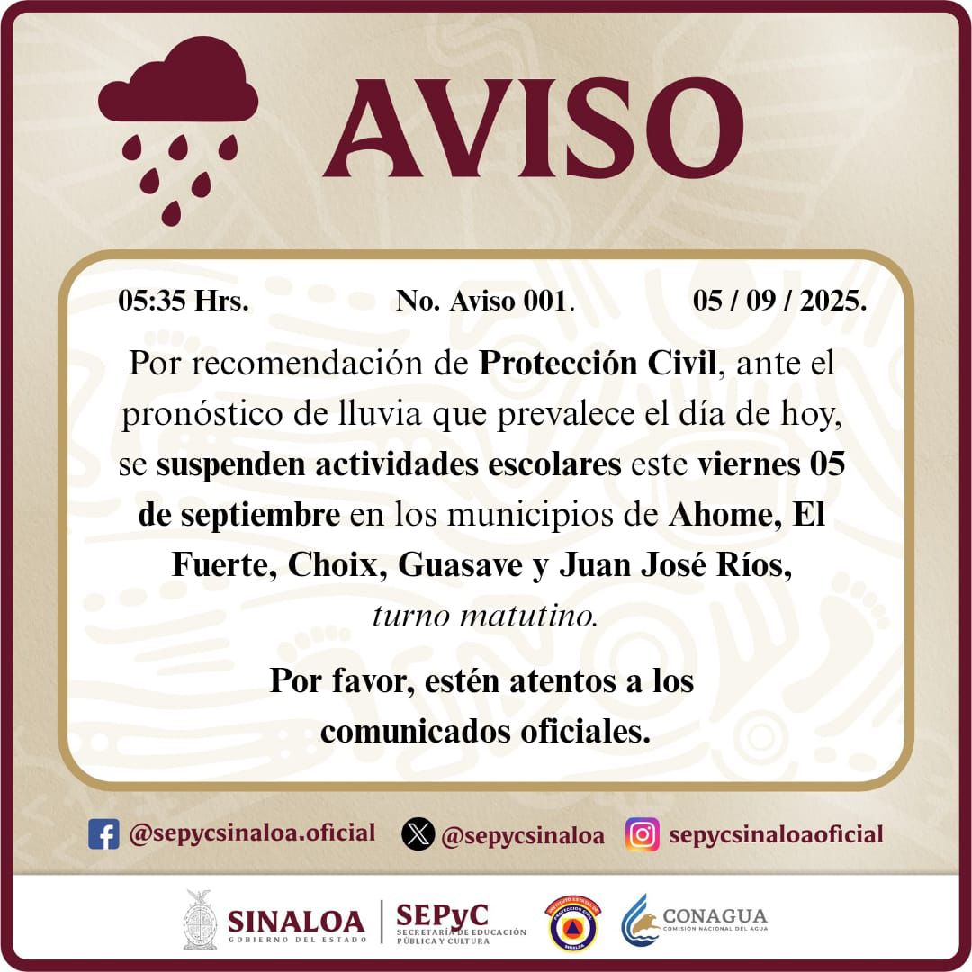 aviso de suspension de clases