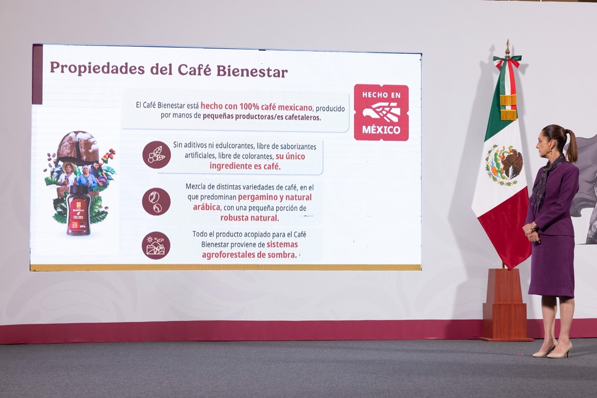 Claudia Sheinbaum en la presentación del Café Bienestar