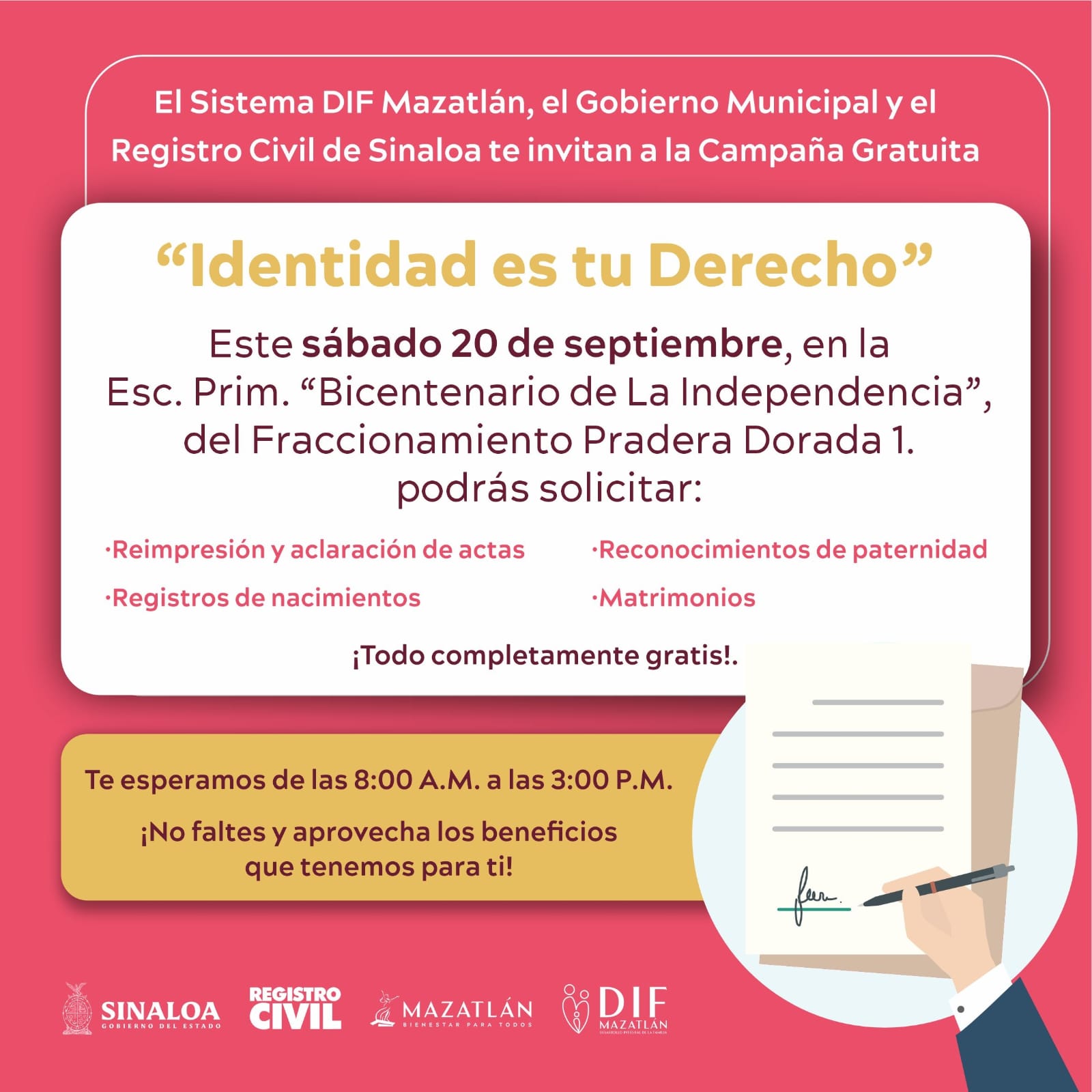 DIF Mazatlán y el Registro Civil en Sinaloa harán la campaña Identidad es tu Derecho