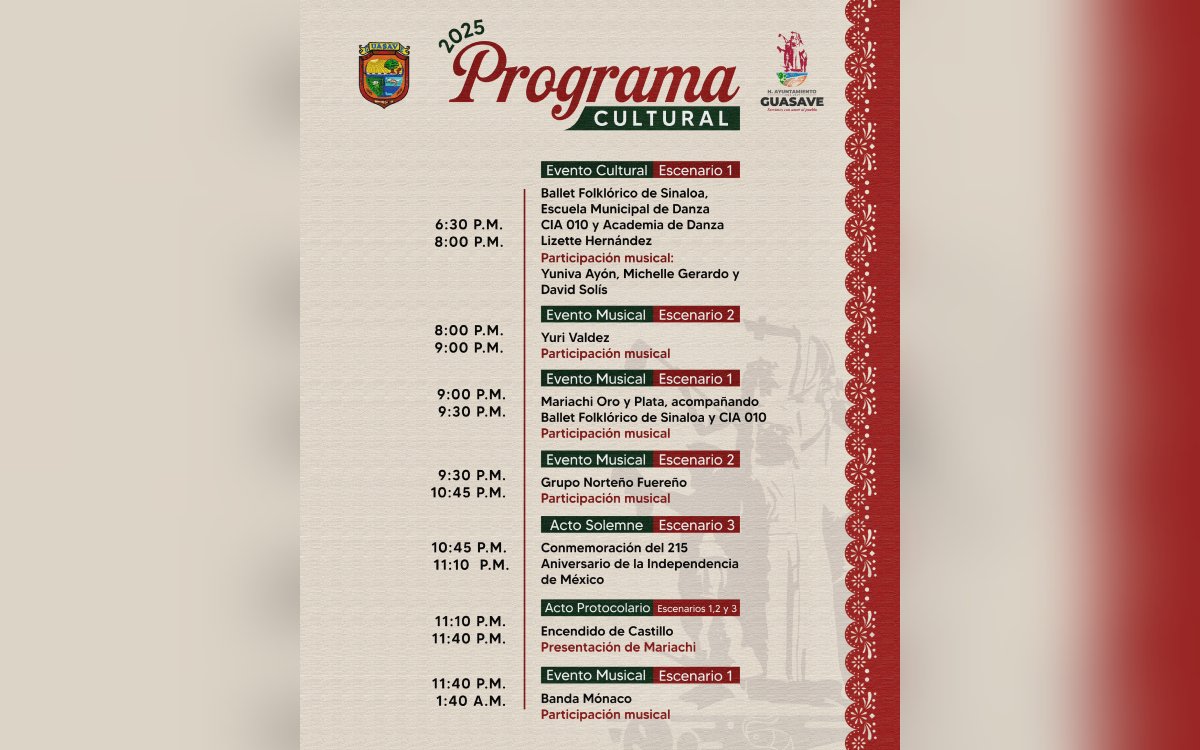 cartelera fiestas patrias Guasave