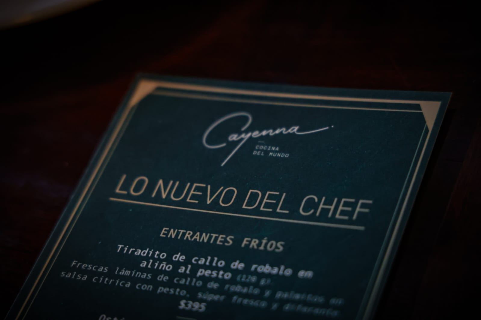 Cayenna presenta su nuevo menú