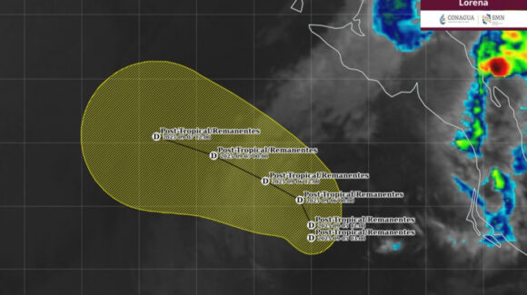 ¡Se desvance! Lorena es ahora ciclón post-tropical, pero seguirá dejando lluvias en Sinaloa