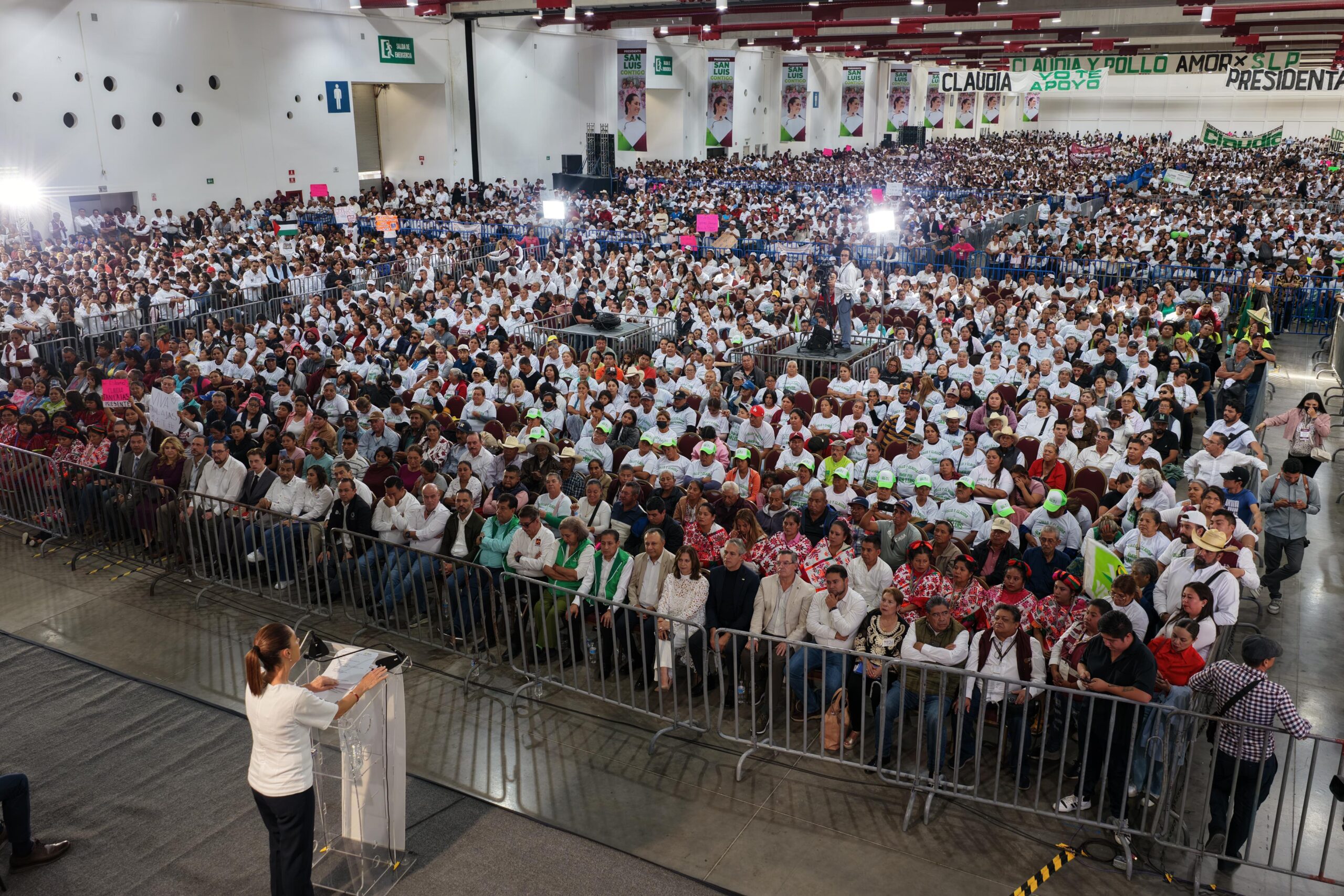 Claudia Sheinbaum anuncia en San Luis Potosí que se dará apoyo para el pago de maestros