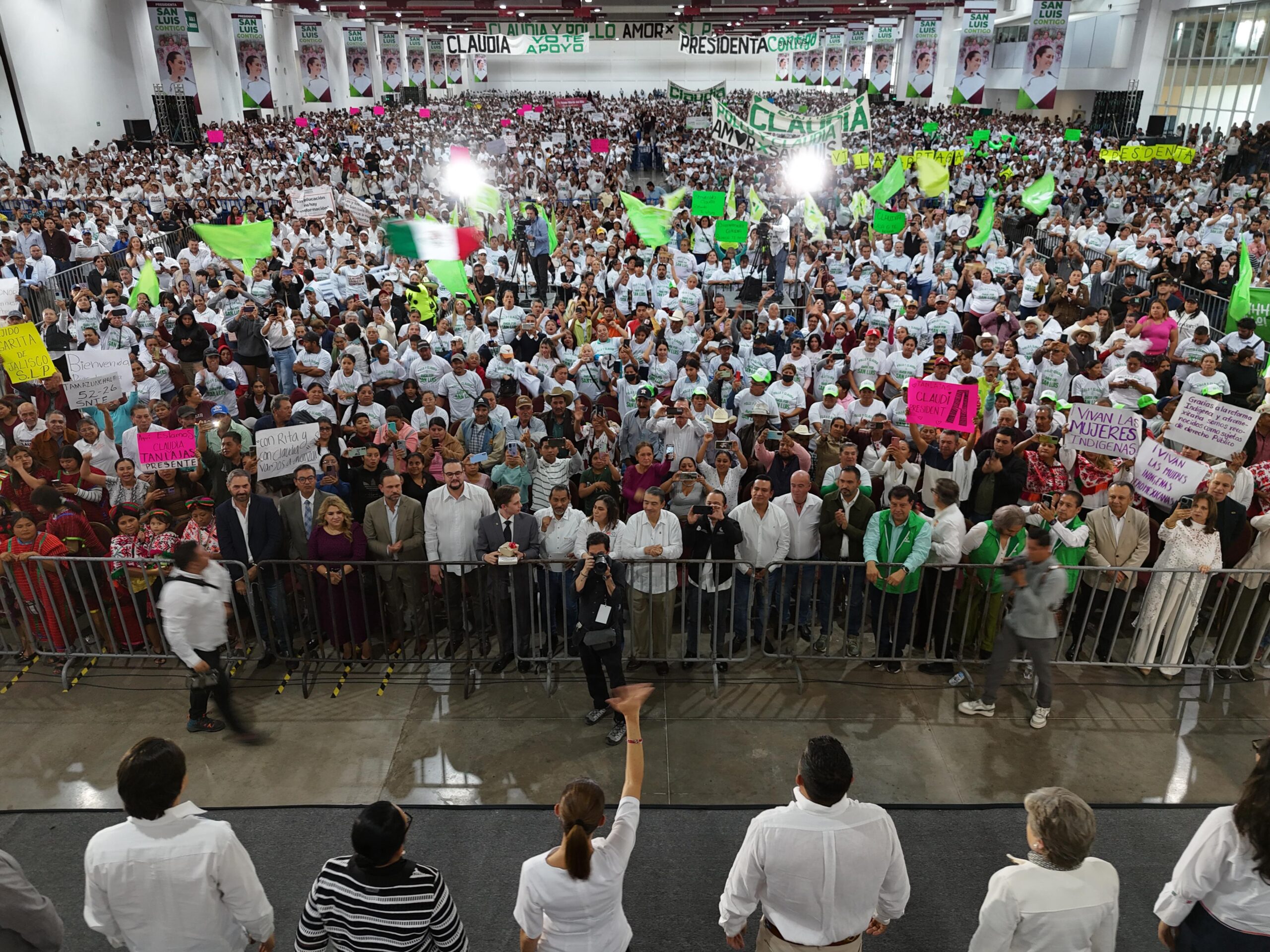 Claudia Sheinbaum anuncia en San Luis Potosí que se dará apoyo para el pago de maestros