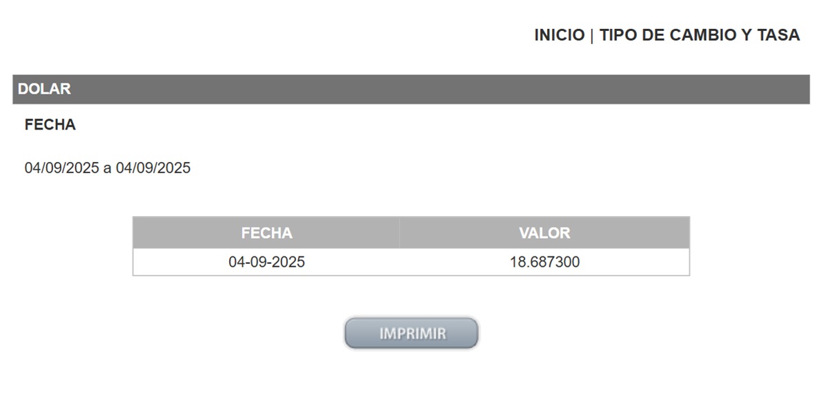 Precio del dólar en el DOF