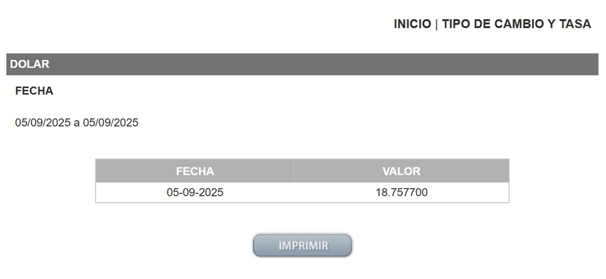 Precio del dólar en el DOF