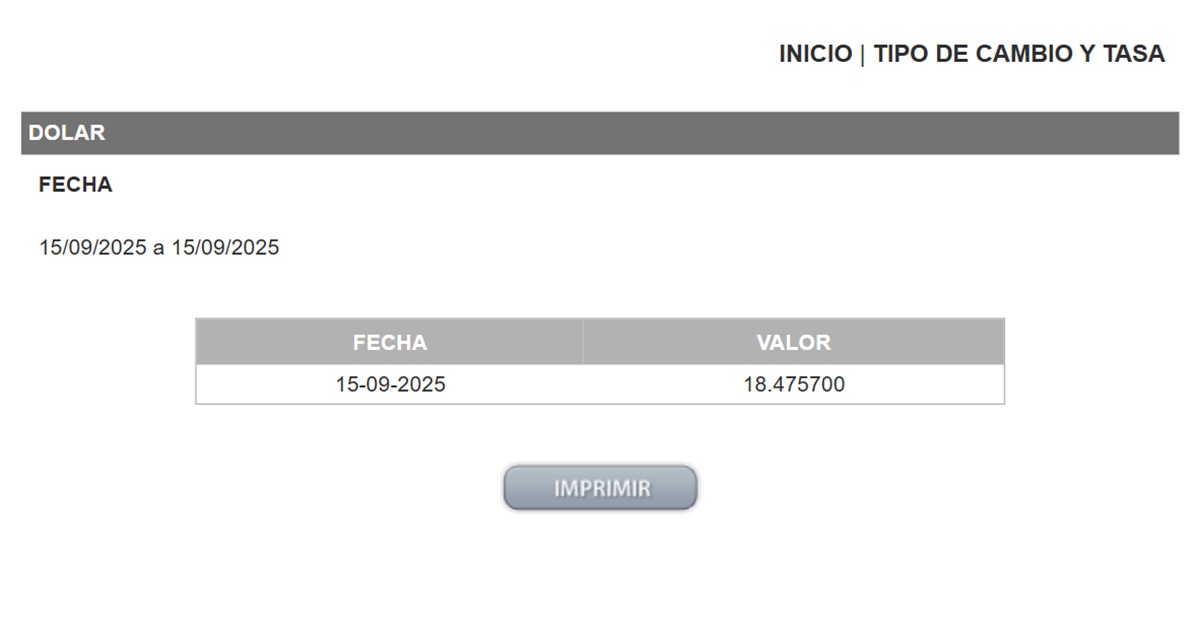Precio del dólar en el DOF