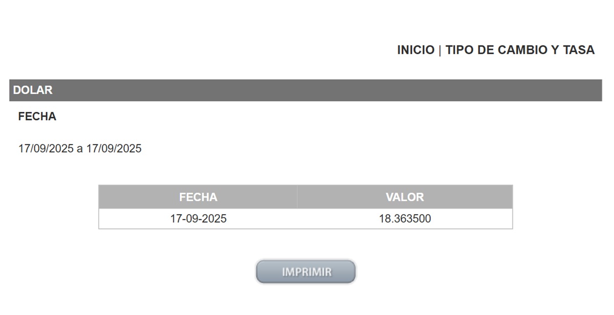 Precio del dólar en el DOF