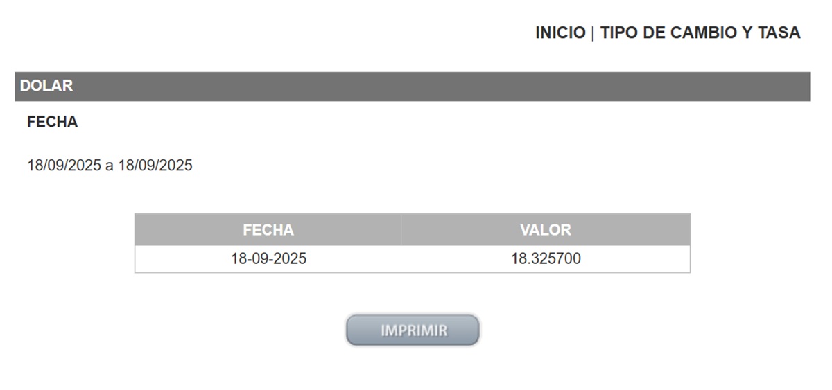 Precio del dólar en el DOF