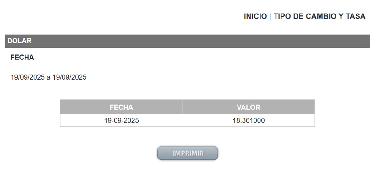Precio del dólar en el DOF