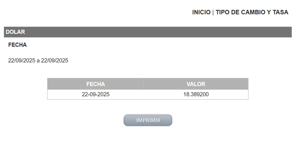 Precio del dólar en el DOF