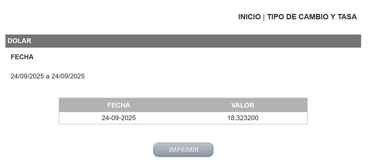 Precio del dólar en el DOF