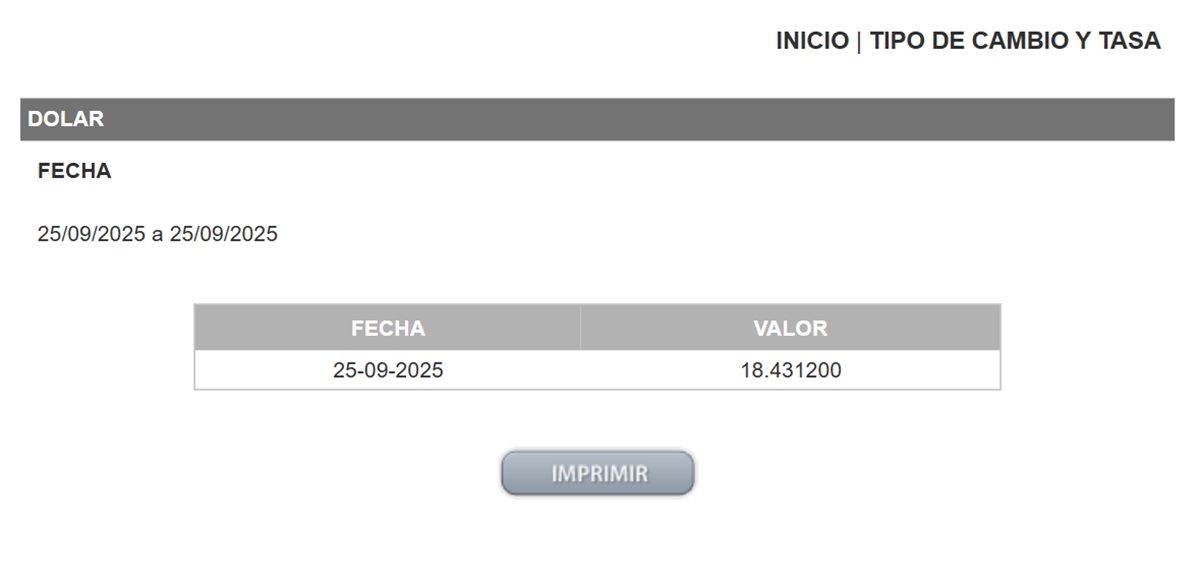 Precio del dólar en el DOF