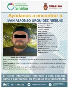 Ficha de desaparición de Luis Alfonso, en Culiacán 