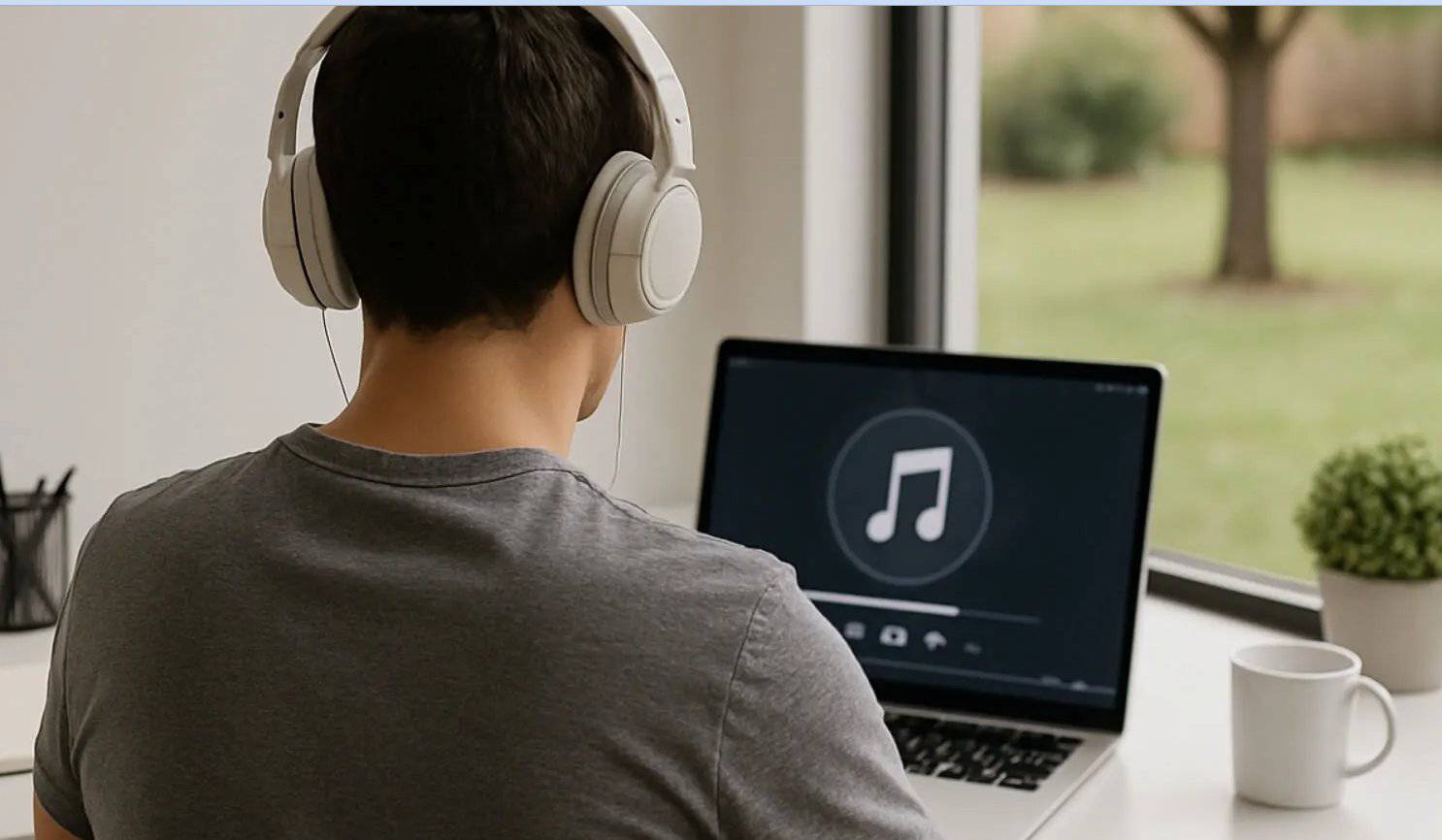 joven escuchando música