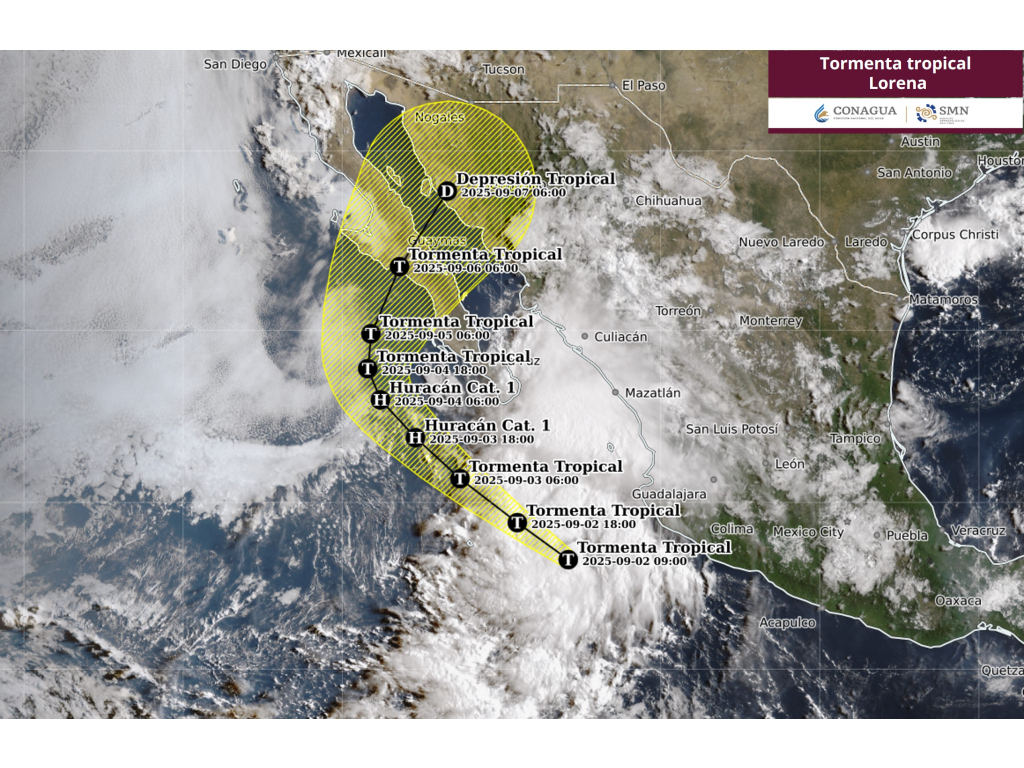 la tormenta tropical lorena pasará frente a Sinaloa