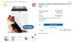 lavadora Maytag de 25 kg con Sistema Pet Pro