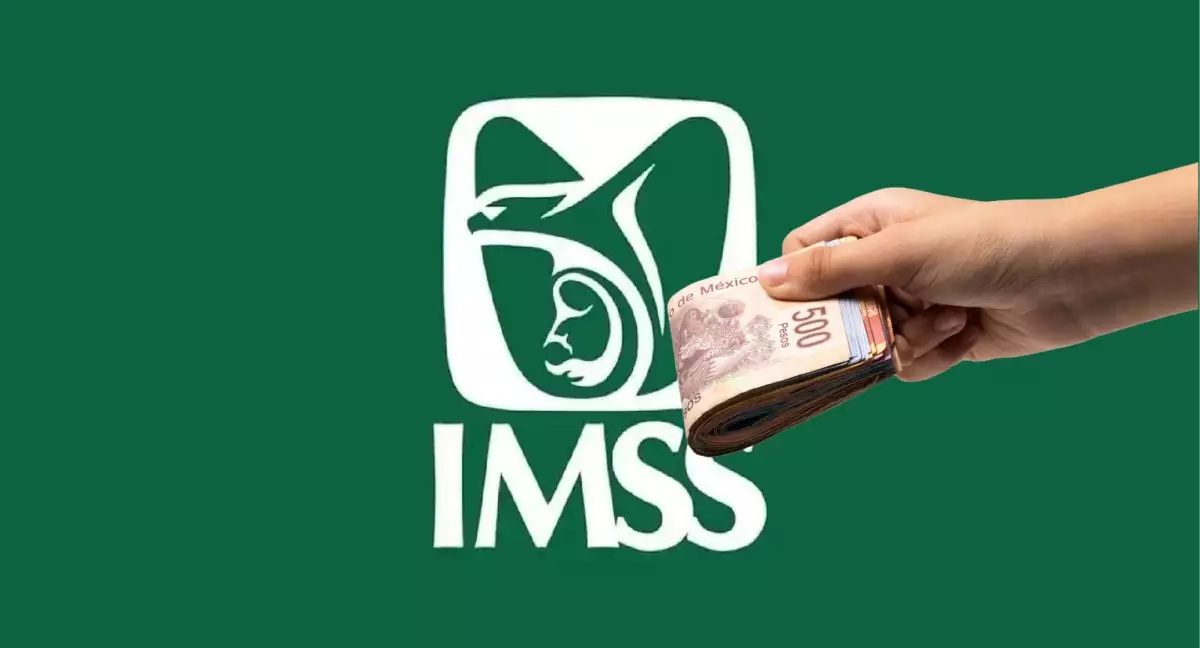 Logotipo del IMSS y dinero en billetes