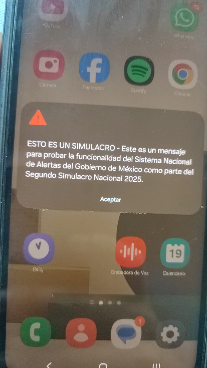 mensaje de alarma sismica