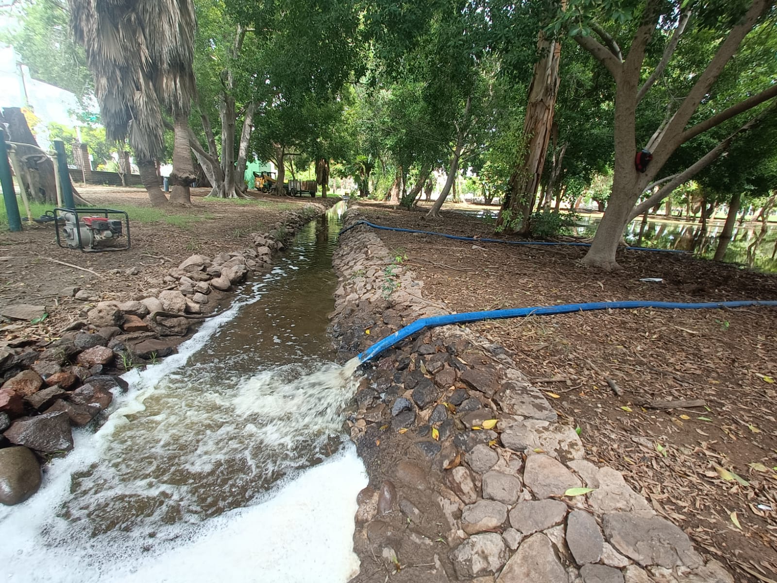 Parque Sinaloa de Los Mochis inundado tras las lluvias