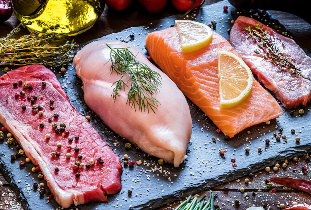 Carnes y pescados (Cortes de carnes, pechuga de pollo y filete de salmón)