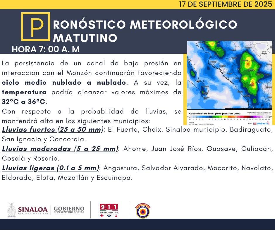 pronostico clima Sinaloa