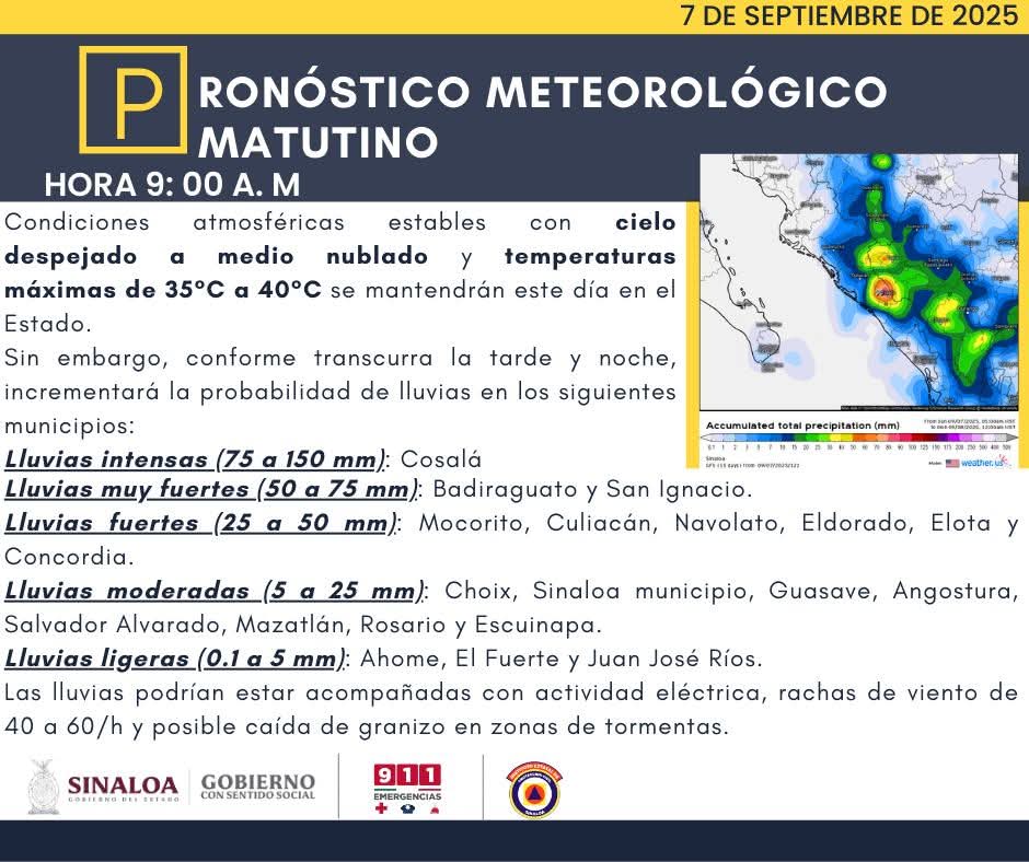 pronostico de lluvias en sinaloa