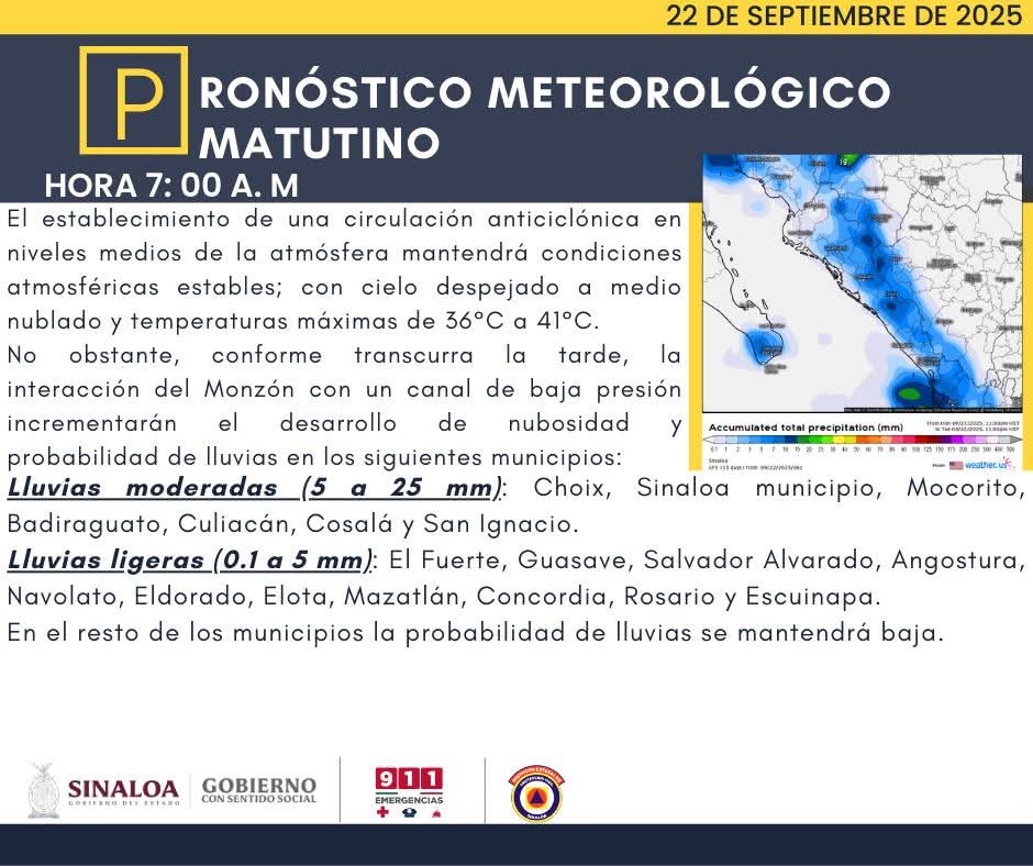 pronostico de lluvias mazatlan