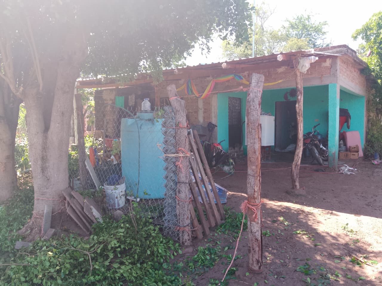 viviendas afectadas por desbordamiento de arroyo en la comunidad de San Marcial, Guasave, Sinaloa