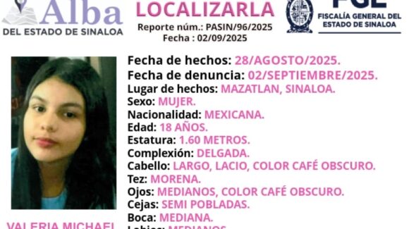 Reportan la desaparición de Valeria en la colonia Estero en Mazatlán