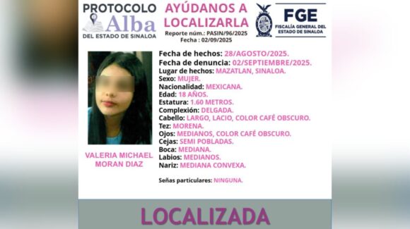 Localizan con vida a joven reportada como desaparecida en Mazatlán