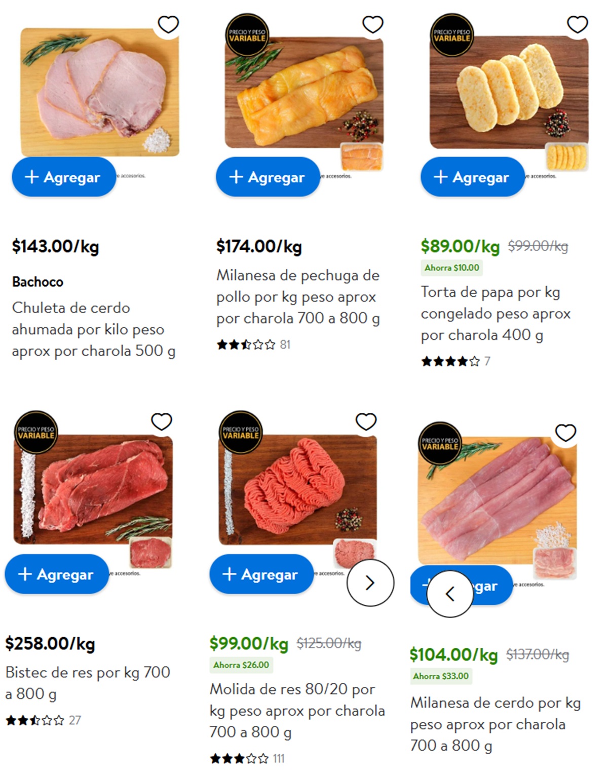 Ofertas de Walmart en Carnes