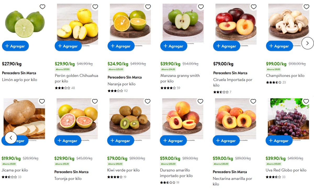 Ofertas en frutas y verduras en Walmart
