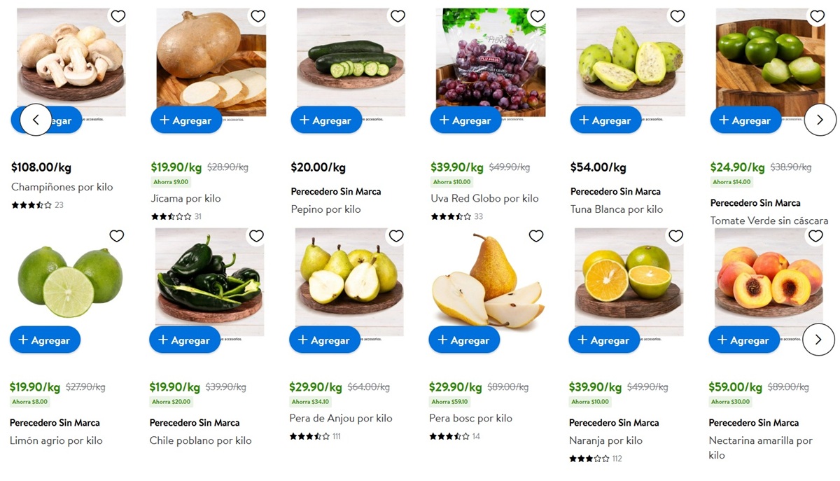 Ofertas de Walmart en Frutas y Verduras