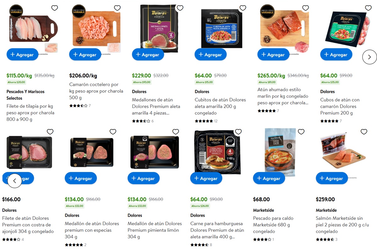 Ofertas en pescados y mariscos en Walmart