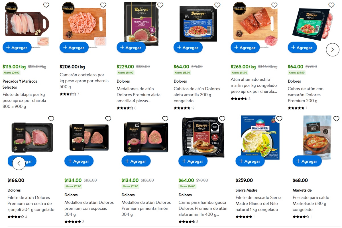 Ofertas en pescados y mariscos de Walmart