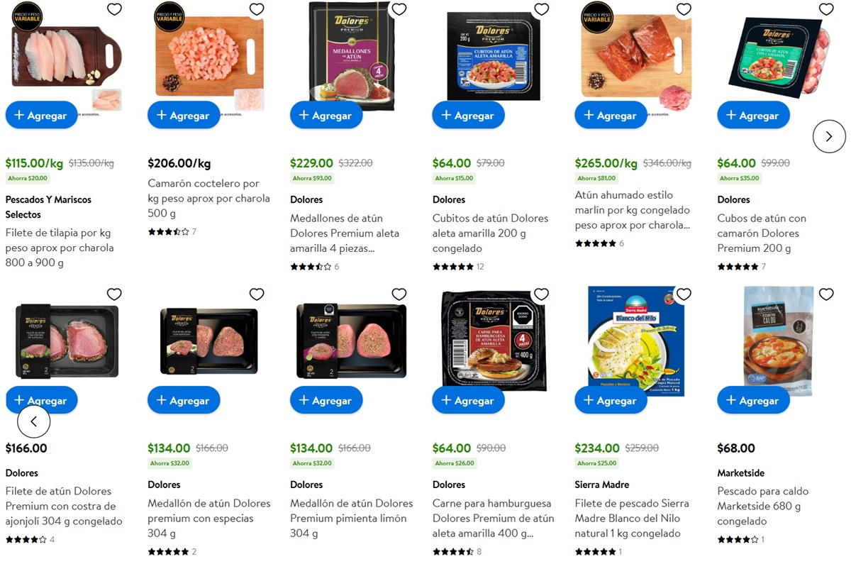 Ofertas de Walmart en Pescados y Mariscos