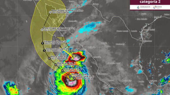 ¡Ya está frente a Sinaloa! El huracán ‘Priscilla’ dejará hoy lluvias de 75 a 150mm en el centro y sur del estado